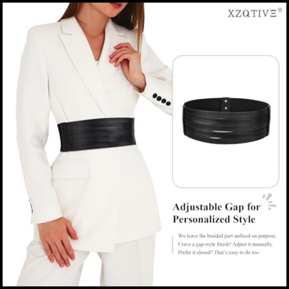 Wide Elastic Waist Belt Corset Style Faux Leather Stretchy Fashionable main image 6